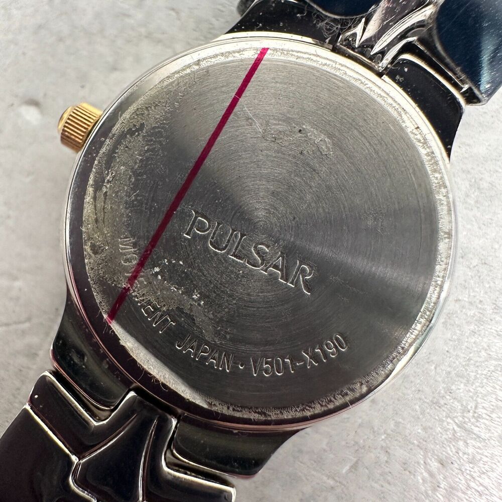 Pulsar Watch Womens 22mm Diamond Bezel White Dial Two Tone Elegant New Battery - Picture 7 of 12